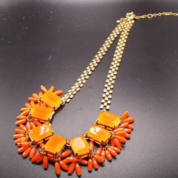 J. CREW NEON ORANGE STATEMENT NECKLACE - Picture 5 of 8